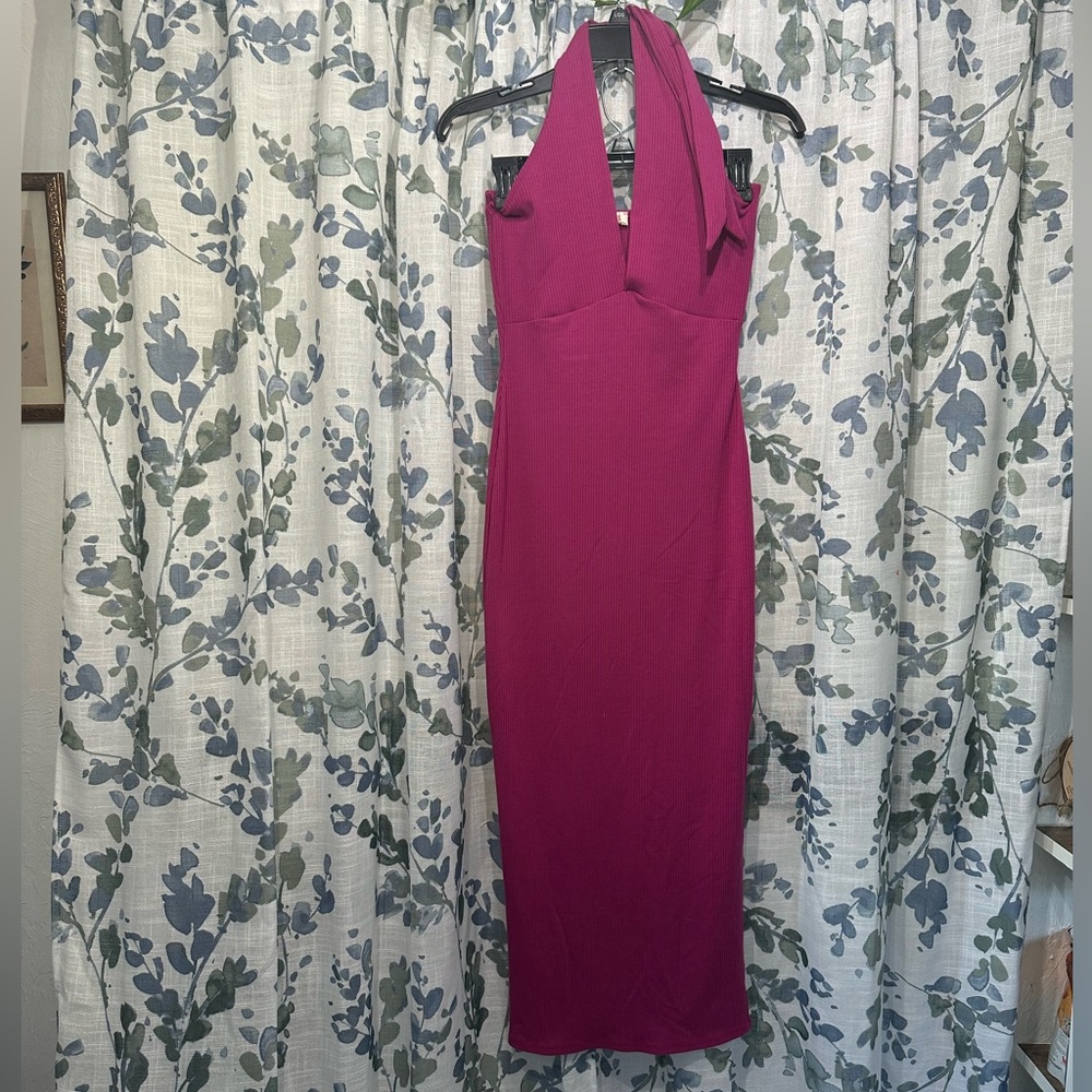 Elegant Halter Neck Dress in Purple